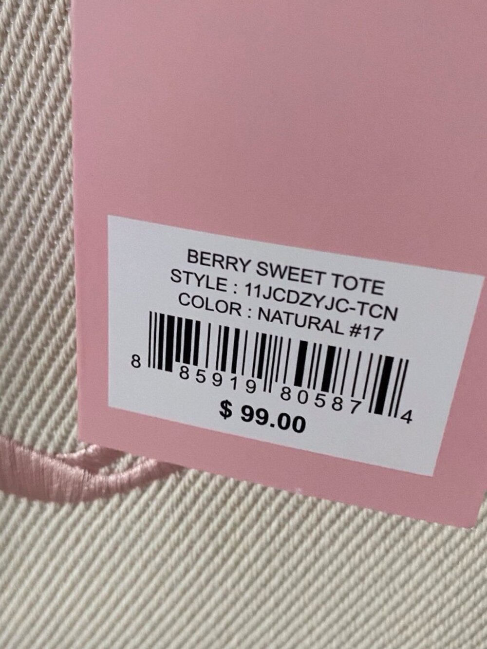 Juicy Couture Berry Sweet Tote Bag Natural Strawberry With Charm Crossbody NEW - Picture 4 of 10